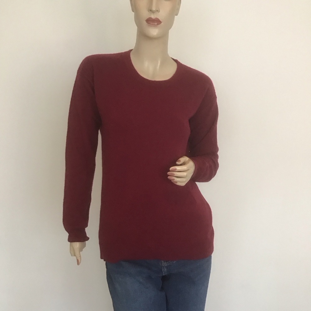 Princesse Tam Tam‎ Paris Berry Burgundy 100% Cashmere Crew Neck Sweater FR T3 M